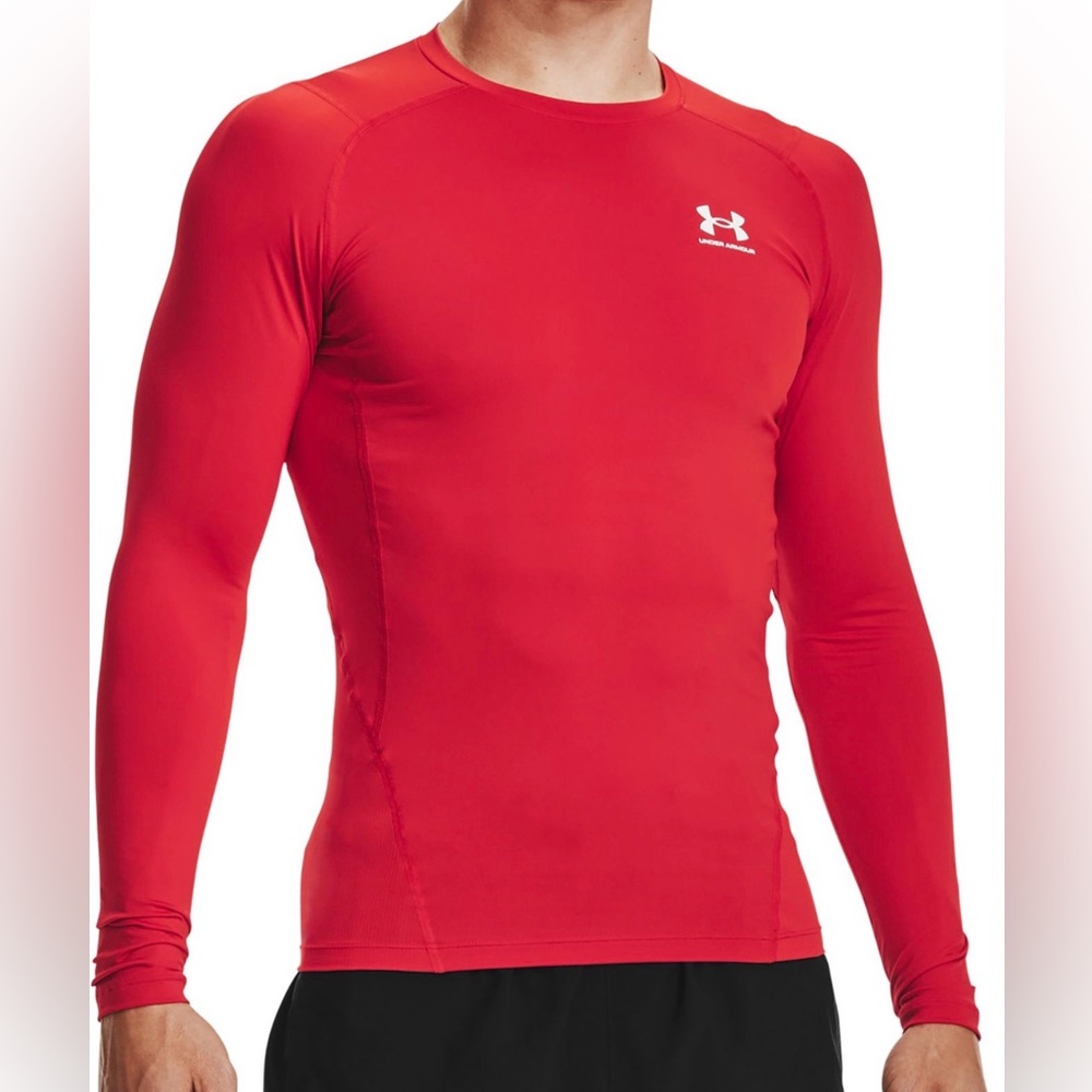 Under Armour Men's HeatGear Compression Long Sleeve Shirt Red